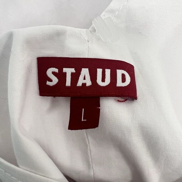 STAUD White V-Neck Maxi Dress with Puff Sleeves - Picture 10 of 15